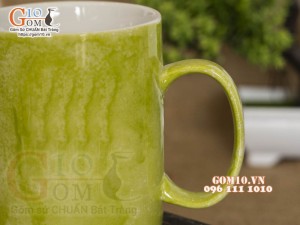 Cốc sứ quai tròn men đá, màu xanh chuối 350ml