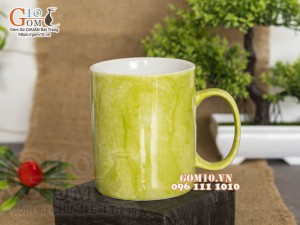 Cốc sứ quai tròn men đá, màu xanh chuối 350ml