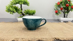 Cốc capu men đá màu xanh loang, 250ml