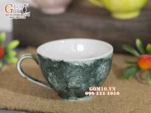Cốc capu men đá màu xanh rêu, 250ml