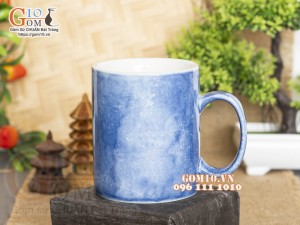 Cốc sứ quai tròn men đá, màu xanh than 350ml