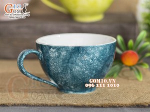 Cốc capu men đá màu xanh thiên hà, 250ml