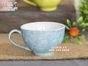 Cốc capu men đá màu xanh thiên thanh, 250ml