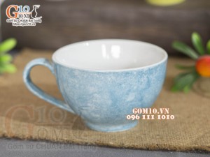 Cốc capu men đá màu xanh thiên thanh, 250ml