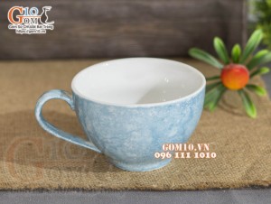 Cốc capu men đá màu xanh thiên thanh, 250ml