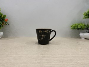 Cốc sứ men gốm khắc trúc dung tích 150ml