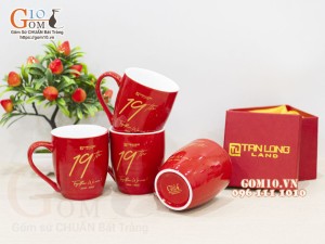 Cốc sứ men màu in logo quà tặng