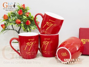 Cốc sứ men màu in logo quà tặng