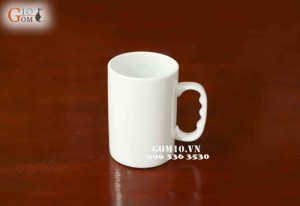 Cốc sứ quai tròn tay nắm men trắng, 500ml