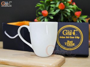 Cốc sứ men trắng dáng thóp, 400ml
