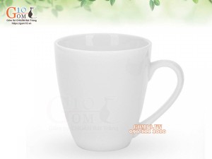 Cốc sứ men trắng dáng thóp, 400ml