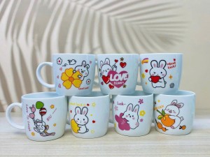 Cốc sứ men trắng in hình ngộ nghĩnh, 300ml (chiếc)