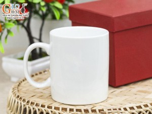 Cốc sứ men trắng quai tròn 350ml
