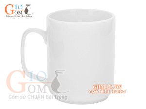 Cốc sứ men trắng quai vuông 350ml