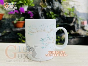 Cốc sứ men trắng vẽ cảnh Hà Nội