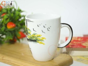 Cốc sứ men trắng vẽ cảnh Phố Cổ Hà Nội, 280ml