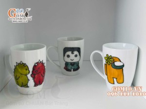 Cốc sứ men trắng vẽ hình ngộ nghĩnh 450ml