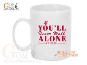 Cốc sứ quai tròn men trắng, in logo Liverpool FC, 350ml