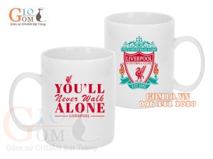 Cốc sứ quai tròn men trắng, in logo Liverpool FC, 350ml