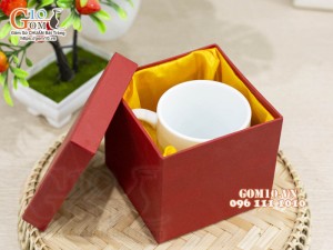 Cốc sứ quai tròn men trắng, in logo quà tặng