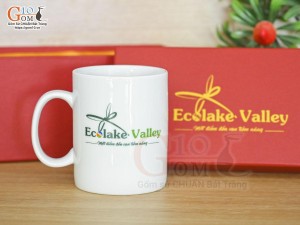 Cốc sứ quai tròn men trắng, in logo quà tặng