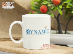 Cốc sứ quai tròn men trắng, in logo quà tặng