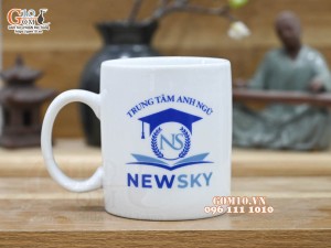 Cốc sứ quai tròn men trắng, in logo quà tặng