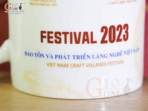 Cốc sứ quai tròn men trắng, in logo quà tặng FESTIVAL 2023