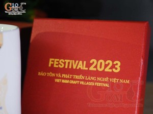 Cốc sứ quai tròn men trắng, in logo quà tặng FESTIVAL 2023