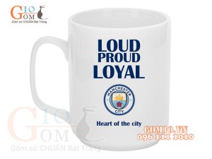 Cốc sứ quai vuông men trắng, in logo Manchester City FC, 350ml