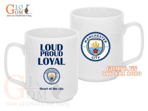 Cốc sứ quai vuông men trắng, in logo Manchester City FC, 350ml