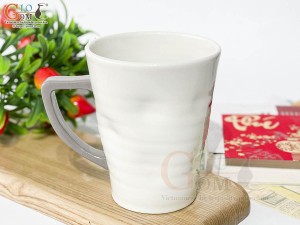 Cốc sứ vuốt tay xuất dư Châu Âu, dáng vát men bóng vẽ hoa, 480ml