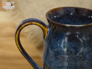 Cốc sứ vuốt tay xuất dư Châu Âu, men hỏa biến xanh đá, 400ml