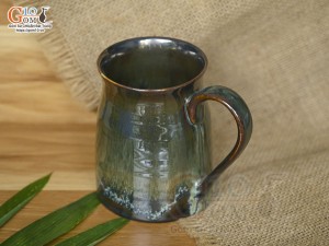 Cốc sứ vuốt tay xuất dư Châu Âu, men hỏa biến xanh rêu, 400ml