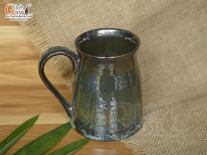 Cốc sứ vuốt tay xuất dư Châu Âu, men hỏa biến xanh rêu, 400ml