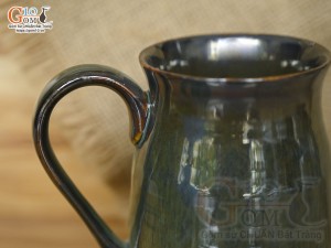 Cốc sứ vuốt tay xuất dư Châu Âu, men hỏa biến xanh rêu, 400ml