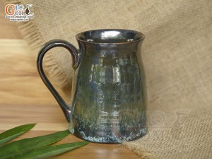 Cốc sứ vuốt tay xuất dư Châu Âu, men hỏa biến xanh rêu, 400ml