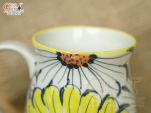 Cốc sứ vuốt tay xuất dư Châu Âu, men bóng vẽ hoa, 400ml