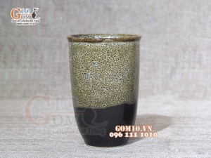 Cốc trà xanh lớn men hỏa biến gấm vàng