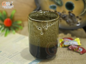 Cốc trụ cao men hỏa biến gấm vàng, 250ml
