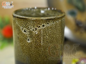Cốc trụ cao men hỏa biến gấm vàng, 250ml