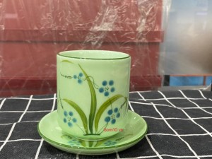 Cốc trụ kèm đĩa kê Đào Chuồn Ngọc
