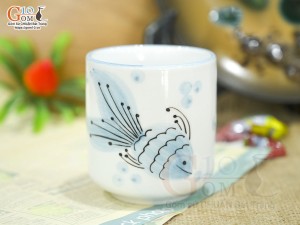 Cốc trụ men trắng vẽ tiểu ngư, 160ml