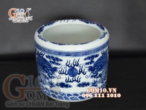 Bát hương men lam cổ vẽ Rồng, đường kính 30cm