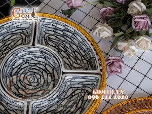 Bộ khay sứ đựng thức ăn họa tiết Cá đàn