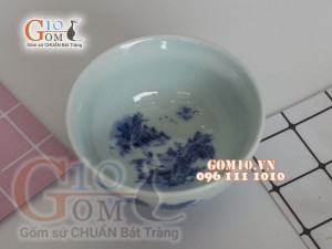 Bát cơm men lam vẽ sơn thủy
