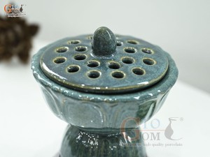 Đài sen men cẩm thạch, cao 16cm