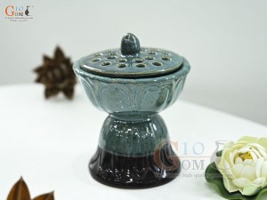 Đài sen men cẩm thạch, cao 16cm
