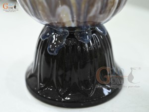 Đài sen men hoàng thổ, cao 16cm