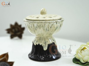 Đài sen men kem, cao 16cm